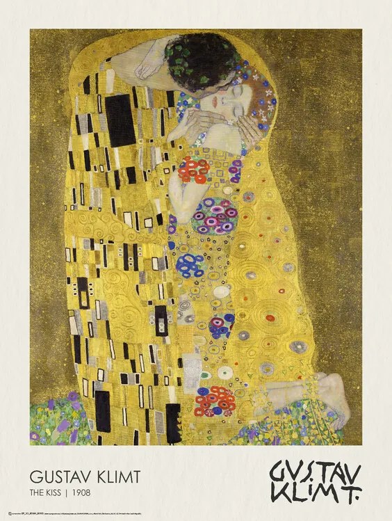 Plakát The Kiss (1908), Gustav Klimt