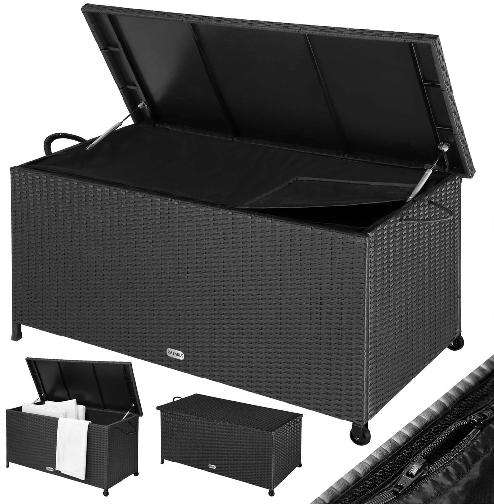 Deuba Tárolódoboz kerekekkel 370 l - fekete