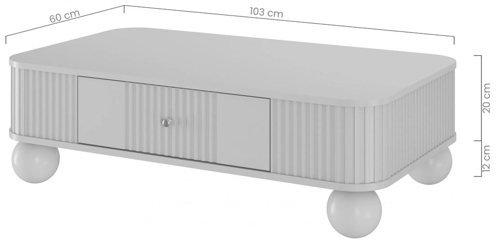 Vesper fiókos dohányzóasztal 103x60 cm - fekete / arany fogantyúk / gömb lábak