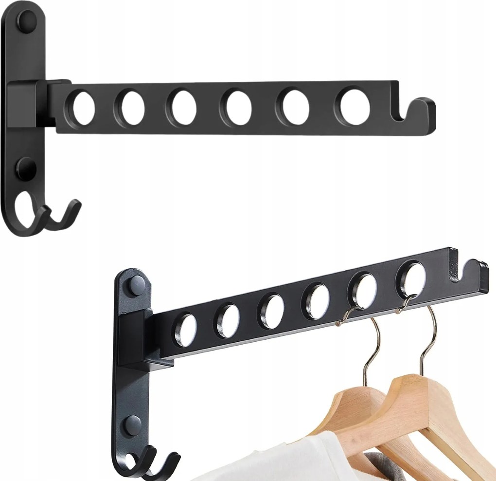 Összecsukható Ruhatartó Rúd Falra Akasztható 31cm Kampóval Új