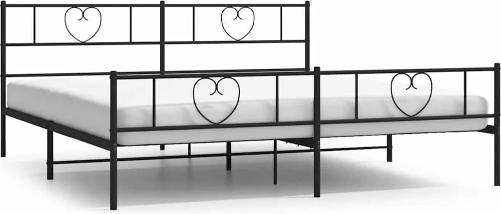 vidaXL fekete fém ágykeret fej- és lábtámlával 193 x 203 cm