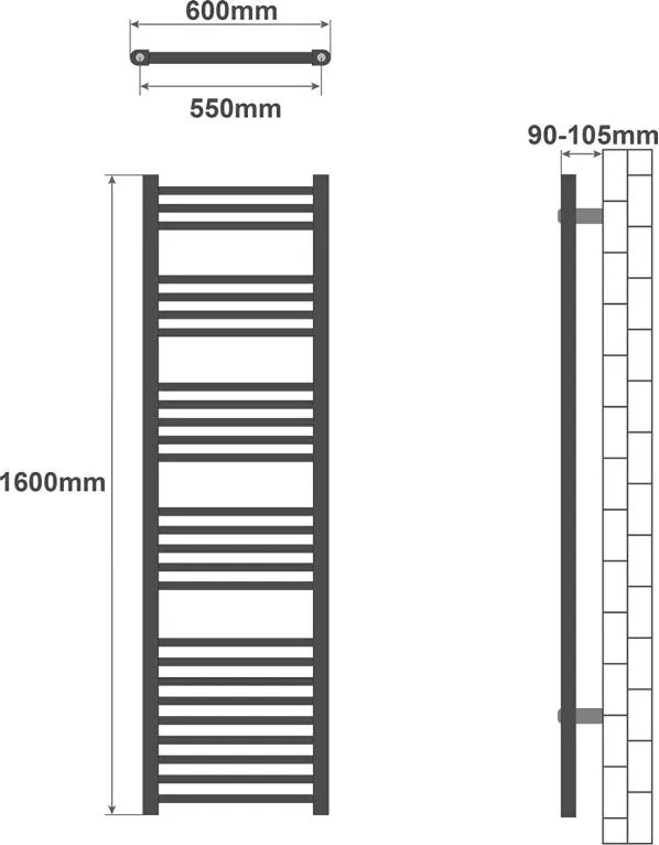 AQUAMARIN Törölközőszárító radiátor 1600 x 600 mm 704 W