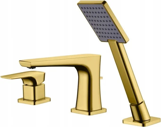 Kádtöltő Csaptelep 3 Lyukú Arany Szögletes