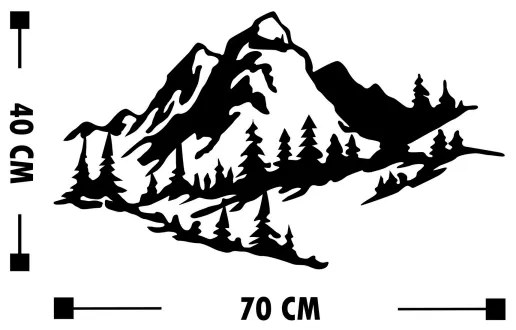 Fali dekoráció 40x70 cm hegy motívummal, fém kivitelben