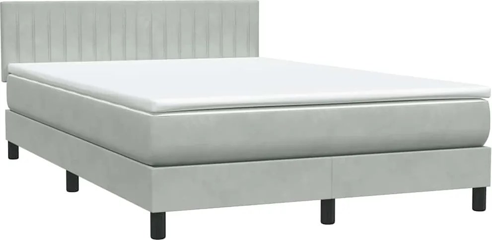 vidaXL világosszürke bársony rugós ágy matraccal 140x210 cm