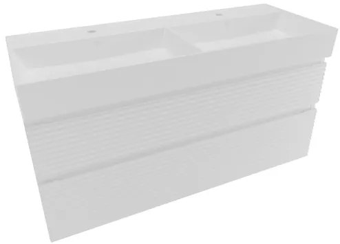 Naturel Savona Fürdőszobaszekrény mosdóval, 2 fiókos 118x53x44,8 cm fényes fehér SAVONA2120BISAT