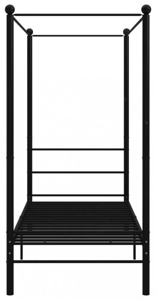 fekete fém baldachinos ágykeret 90 x 200 cm