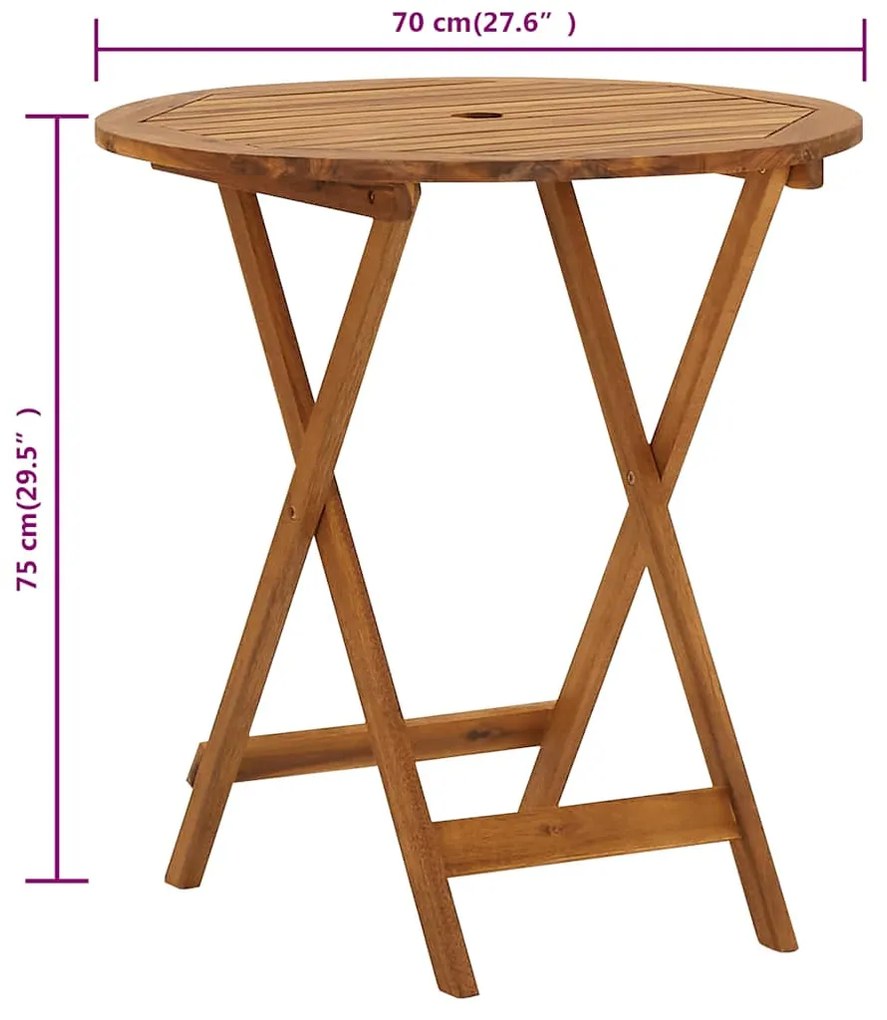 összecsukható tömör akácfa kerti asztal 70 cm