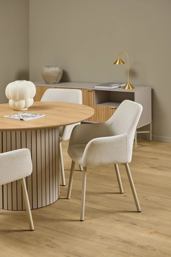 MAZZONI EXPORT VERA Bézs (Apia 453 szövet) / bézs váz - MODERN KÁRPITOZOTT CHENILLE KAGYLÓSZÉK LOFT STÍLUSÚ NAPPALIBA/ÉTKEZŐBE