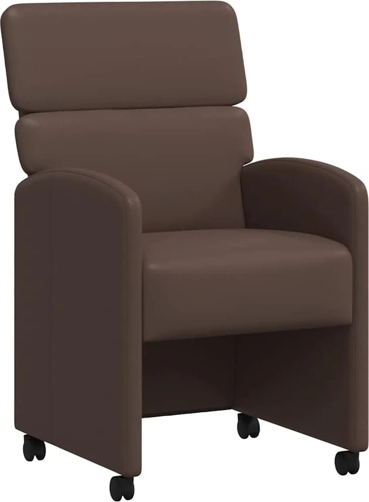 vidaXL Kerekes Étkező Székek 2 pcs Barna 58 x 65 x 98 cm Műbőr