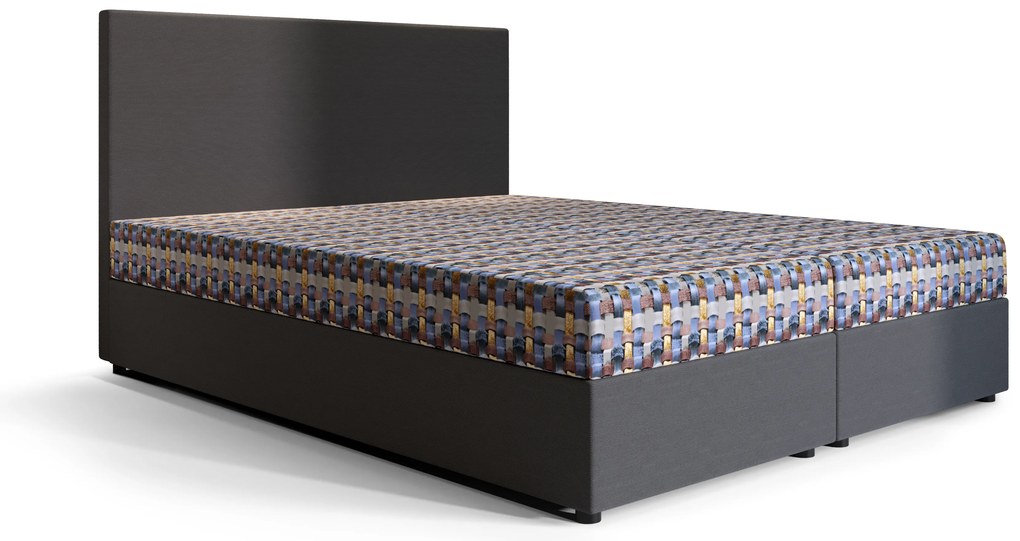 Franciaágy  Boxspring 140 cm Skonto Comfort (sötétszürke + kötött minta) (matraccal és tárolóhellyel). 1056312