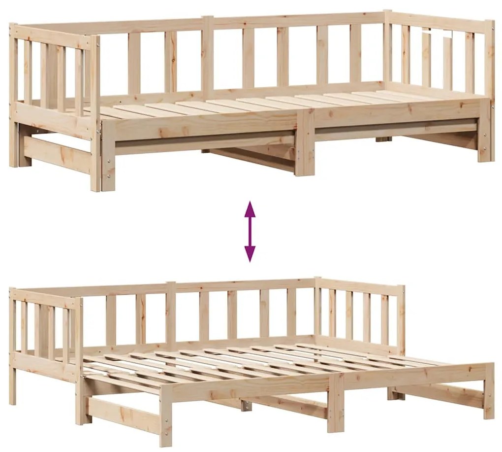kihúzható heverő fiókokkal matrac nélkül 90 x 190 cm