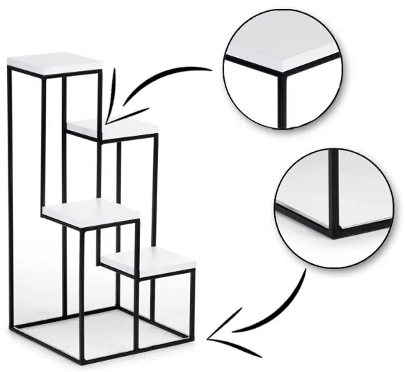 KASKADA virágtartó állvány 70x34 cm fekete/fehér