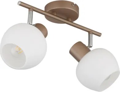 Globo 54662-2 Fali lámpa, fém matt kávébarna, krómozott fém, fehér üveg, forgatható/dönthető, HxSzxM: 300x125x175mm, 2x E27 40W 230V izzók nélkül