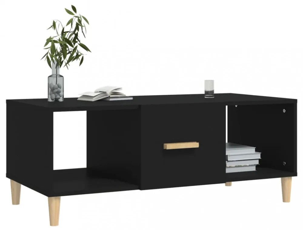 fekete szerelt fa dohányzóasztal 102 x 50 x 40 cm