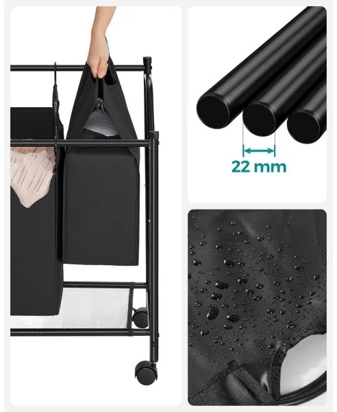 LINA fekete szennyeskosár