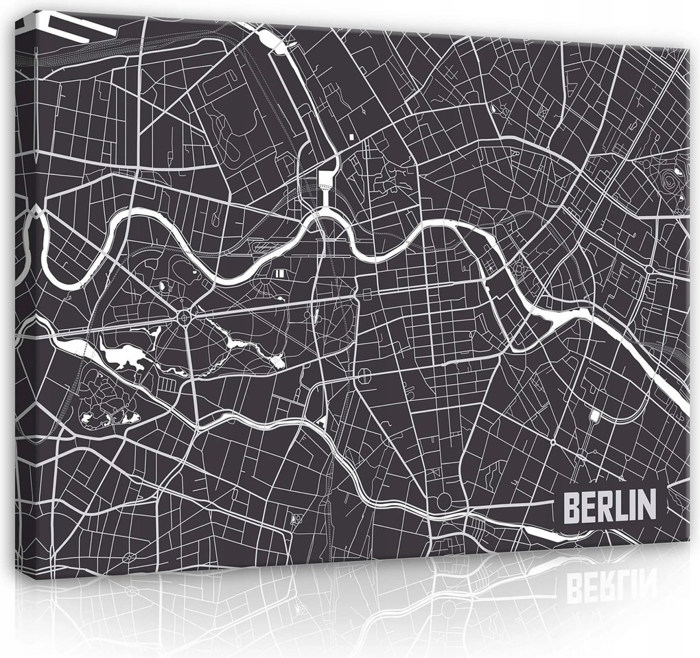 Vászonkép 80x60 Berlin térkép város alaprajz minimalizmus geometria vonalak utcák