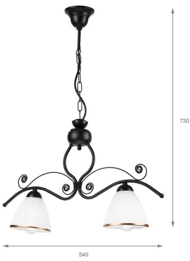 Csillár láncon RETRO 2xE27/60W/230V matt fekete