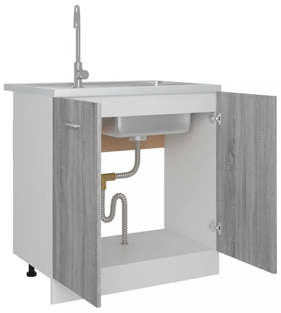 “Lyon” szürke sonoma színű szerelt fa mosogatószekrény