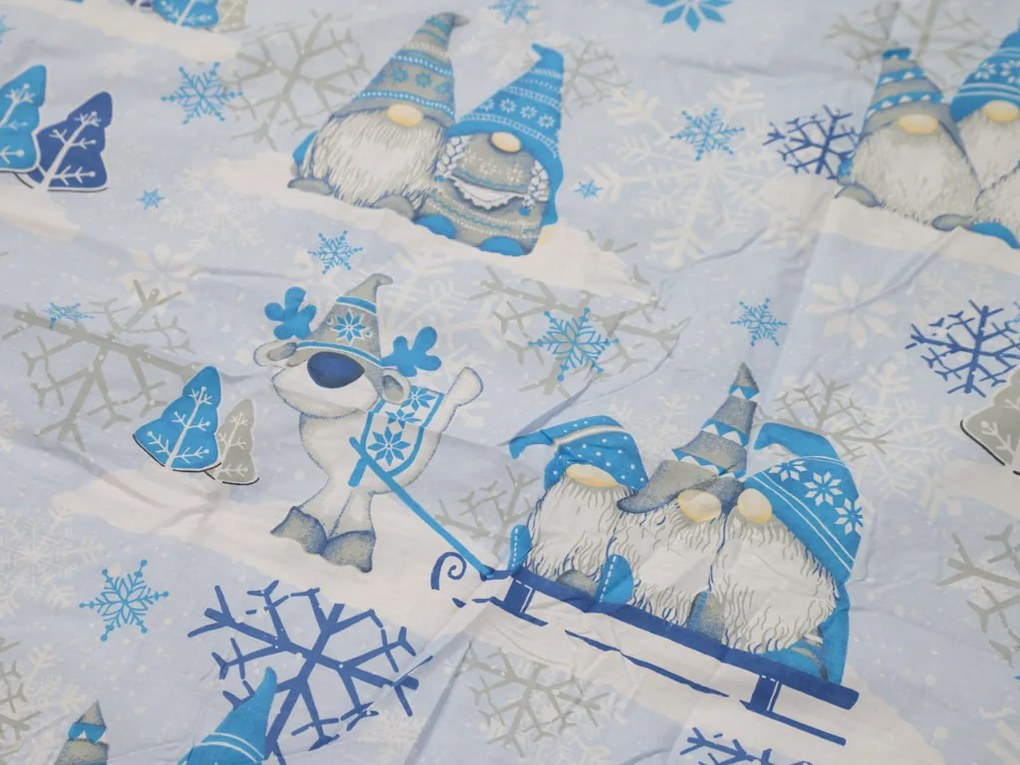 KARÁCSONYI MANÓ kék pamut ágyneműhuzat Ágyneműhuzat mérete: 70 x 90 cm | 140 x 200 cm