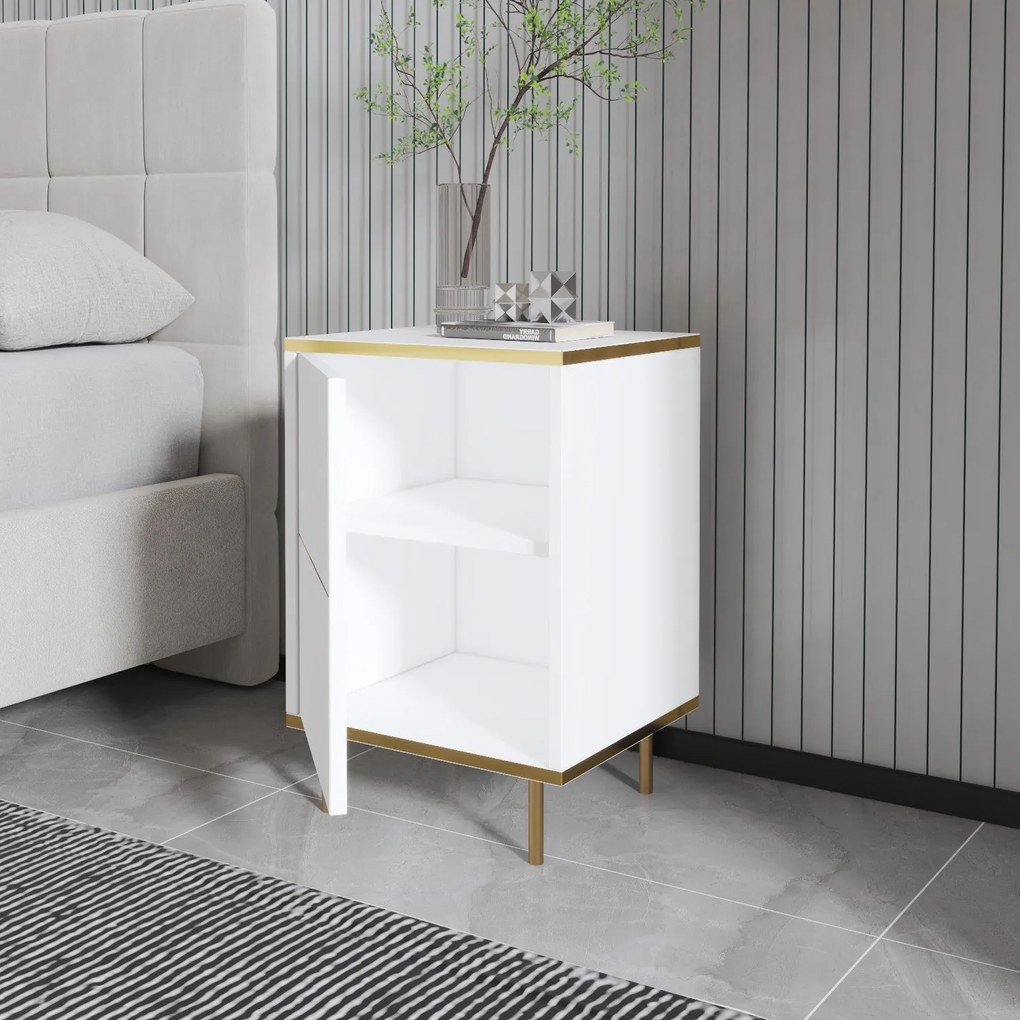 Éjjeliszekrény Imaj - White, Gold