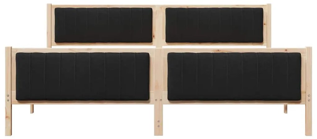 Ágykeret fejtámlával Barna és fekete 200 x 200 cm Tömör fenyőfa