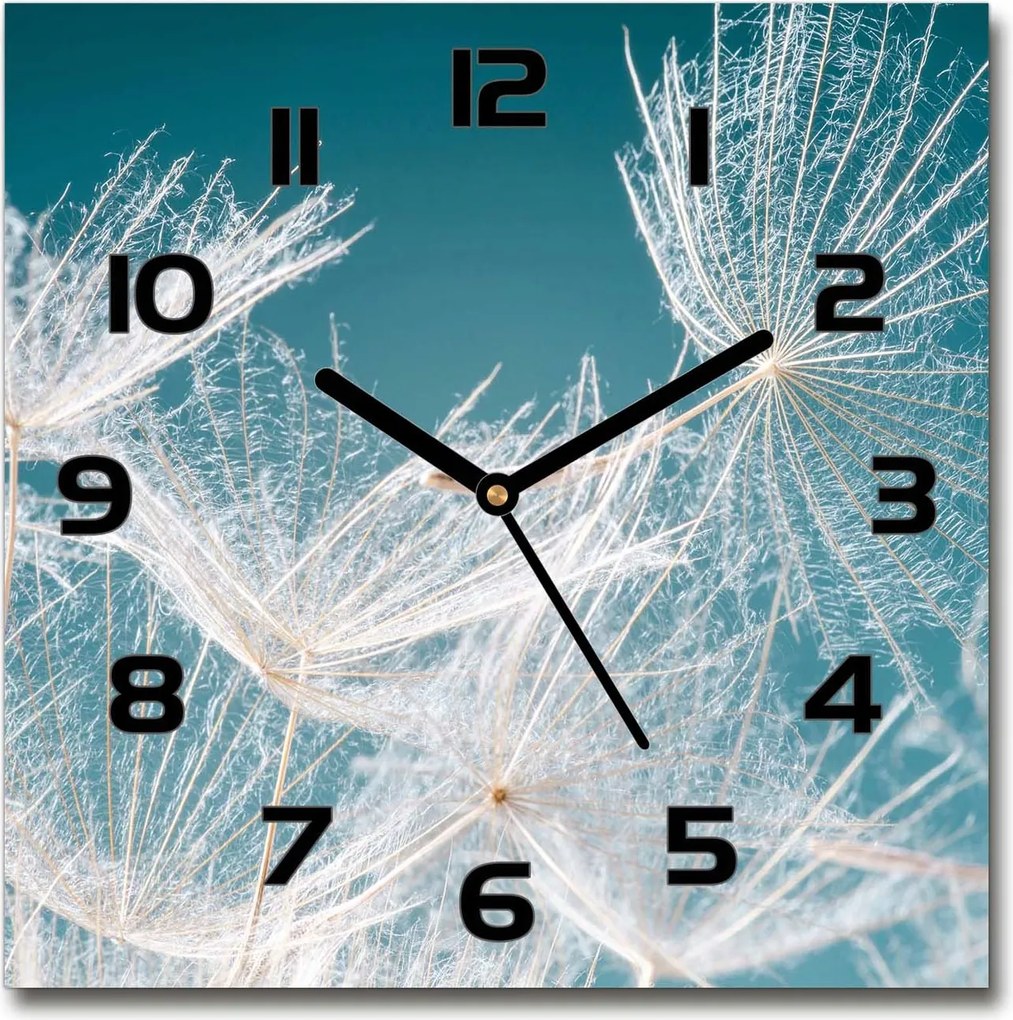 Négyzet alakú üveg falióra Pitypang mag 30x30