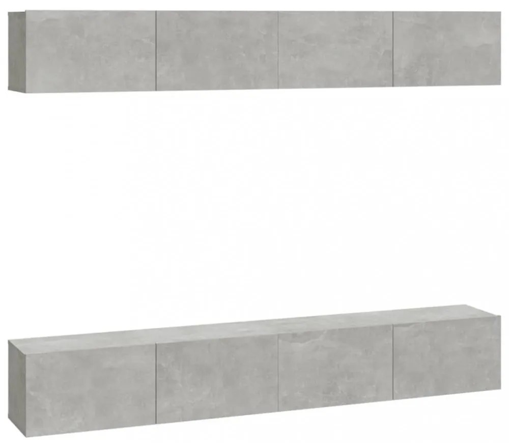 4 db betonszürke fali TV-szekrény 100 x 30 x 30 cm