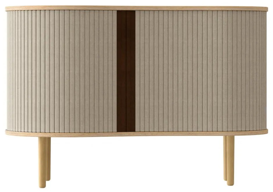 Bézs-natúr színű alacsony komód tölgyfa dekorral, tolóajtóval 100x67 cm Audacious – UMAGE