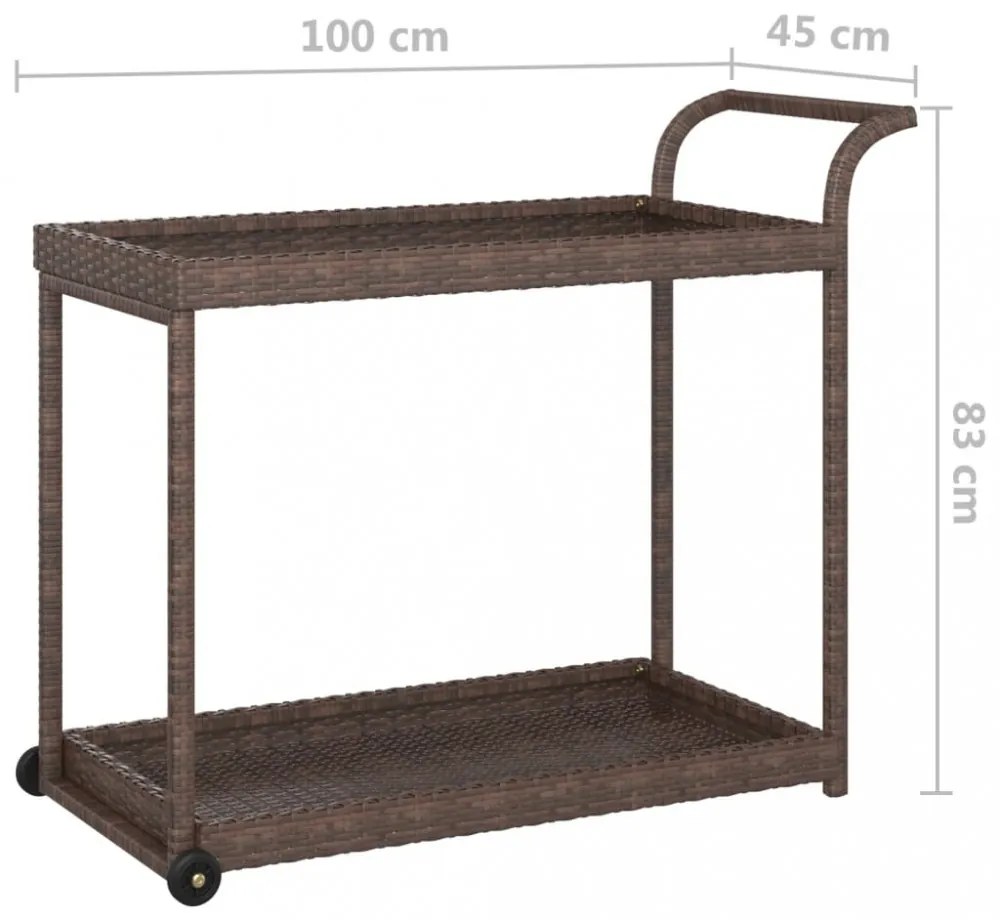 barna polyrattan bárkocsi 100 x 45 x 83 cm