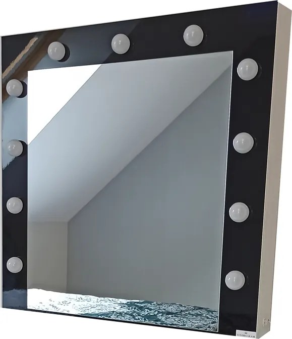 Sminktükör világítással, fekete fényes