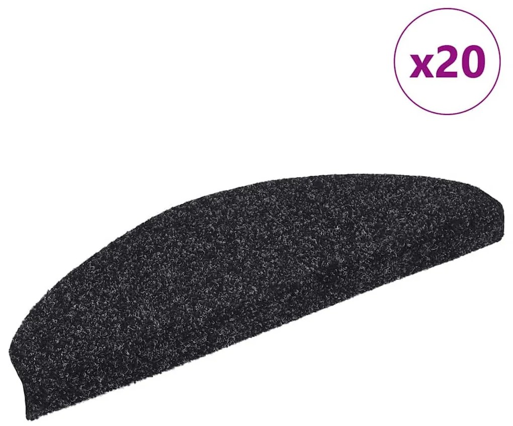 20 db fekete öntapadó lépcsőszőnyeg 65x21x4 cm