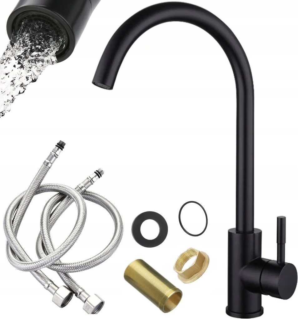 Konyhai Mosogató Csaptelep Fekete 360° Fekete álló