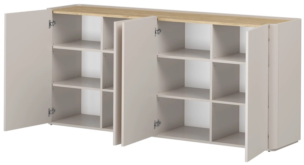 Elivo négyajtós komód 200 cm - kasmír / olajozott tölgy