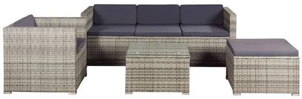 Juskys Punta Cana L kerti rattan bútor szett - szürke/antracit párnák