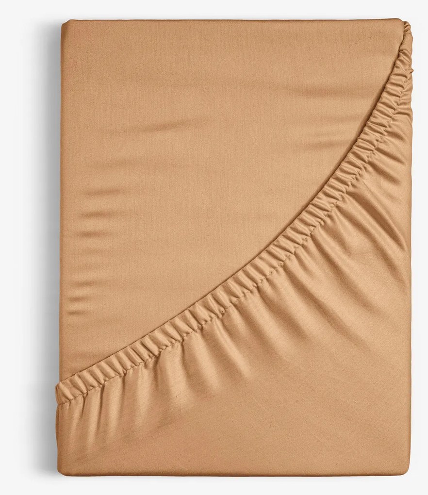 Goldea körgumis pamut lepedő - őszi barna 90 x 200 cm