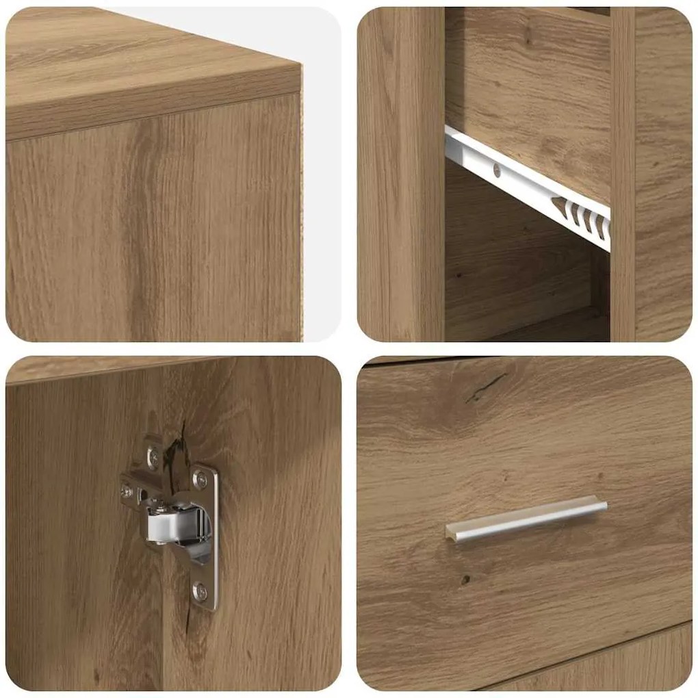 Sarokíróasztal 2 pcs kézműves tölgy 102 x 50 x 75 cm Faanyag