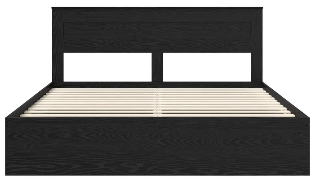 vidaXL Ágykeret matracmal fiókkal Fekete 180 x 200 cm Tömör fenyőfa