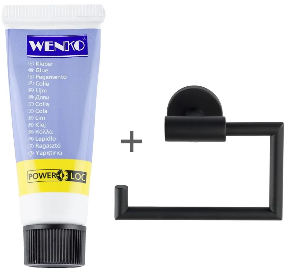 Matt fekete öntapadós rozsdamentes acél WC-papír tartó Bosio – Wenko