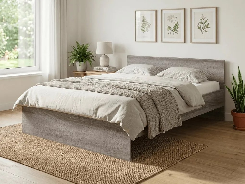 Ágy ELISA 140 x 200 cm, szarvasgomba tölgy Ágyrács: Ágyrács nélkül, Matrac: Coco Maxi 20 cm matrac