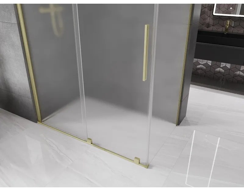 Mexen Velar, tolóajtós zuhanykabin 160 x 70 cm, 8 mm matt üveg, arany matt, 871-160-070-31-55