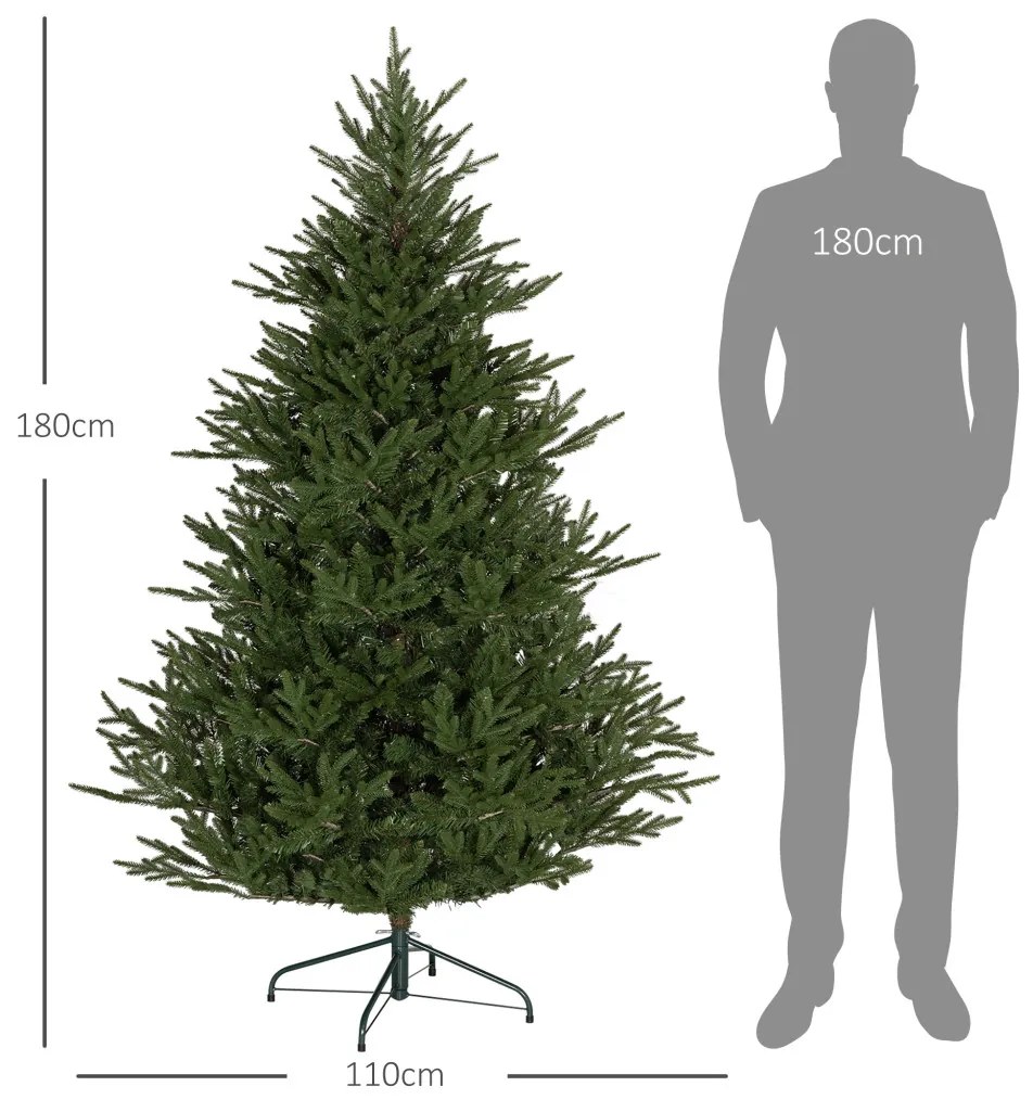 Műfenyő 180 cm magas, 2380 ággal, összecsukható fémállvánnyal