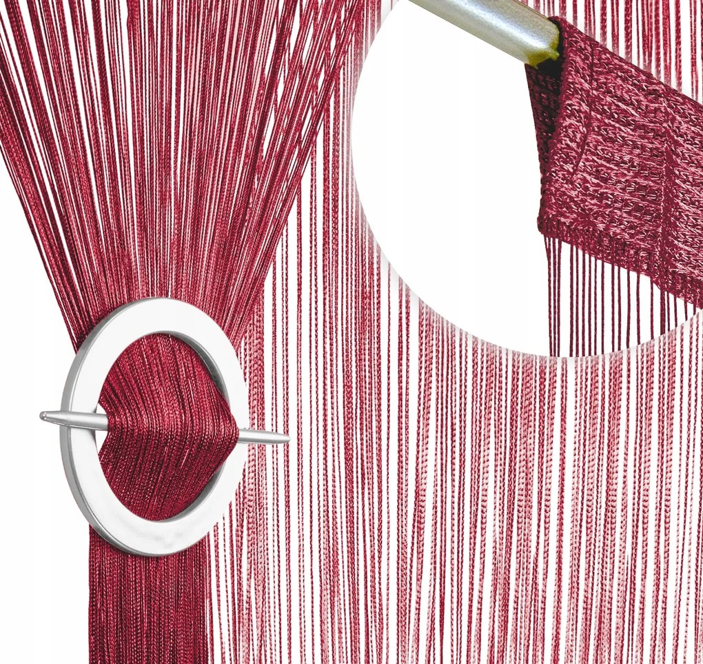 Függöny függöny spagetti zsinór rojt dekoráció 100x200 széles bordó