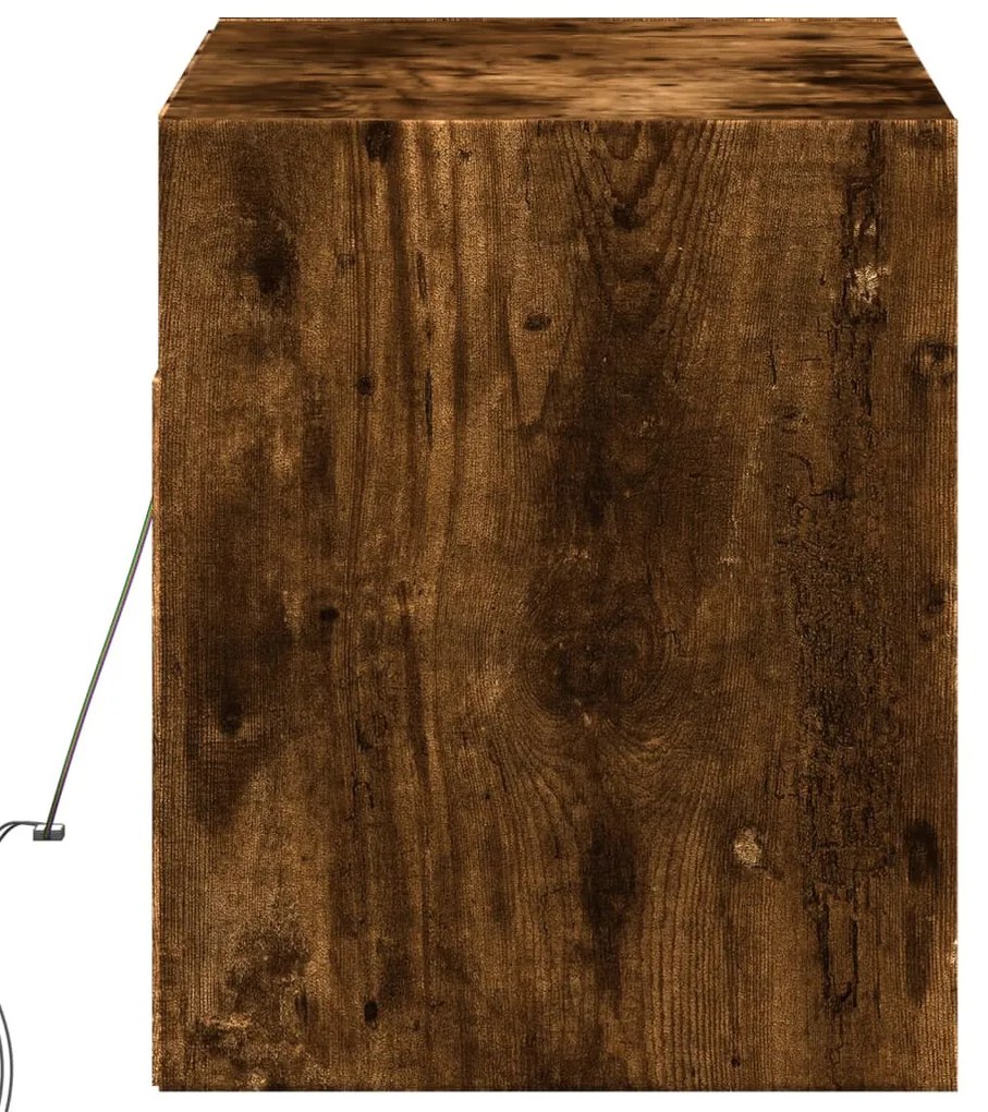 füstös tölgy színű fali TV-szekrény LED-ekkel 100x31x35 cm