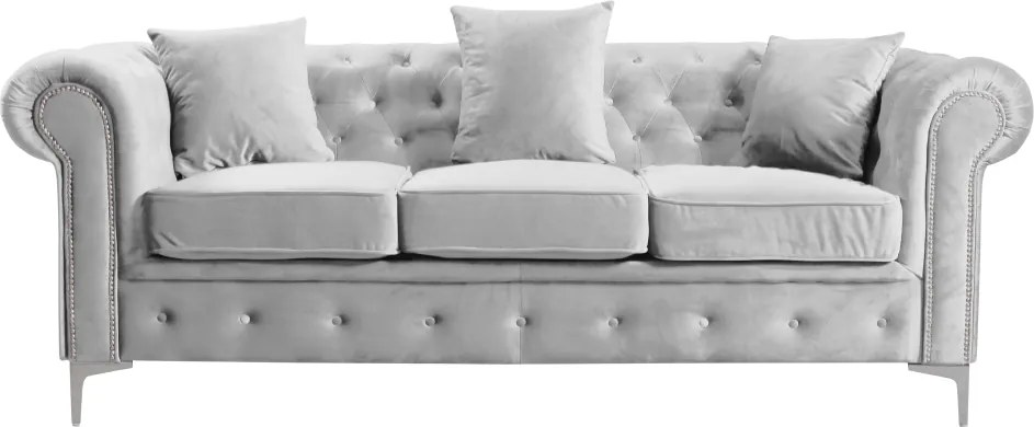 Luxus 3-as ülés, világosszürke Velvet szövet, ROMANO