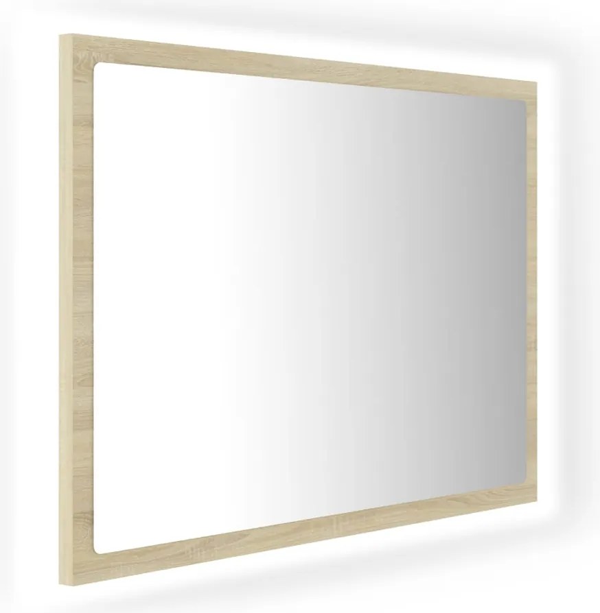 vidaXL sonoma tölgy akril LED-es fürdőszobai tükör 60x8,5x37 cm