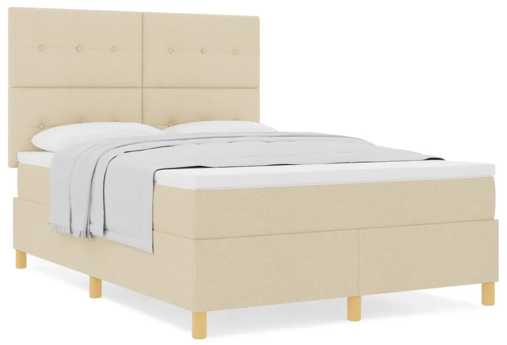 Boxspring ágy matraccal Krém 160x200 cm Szövet