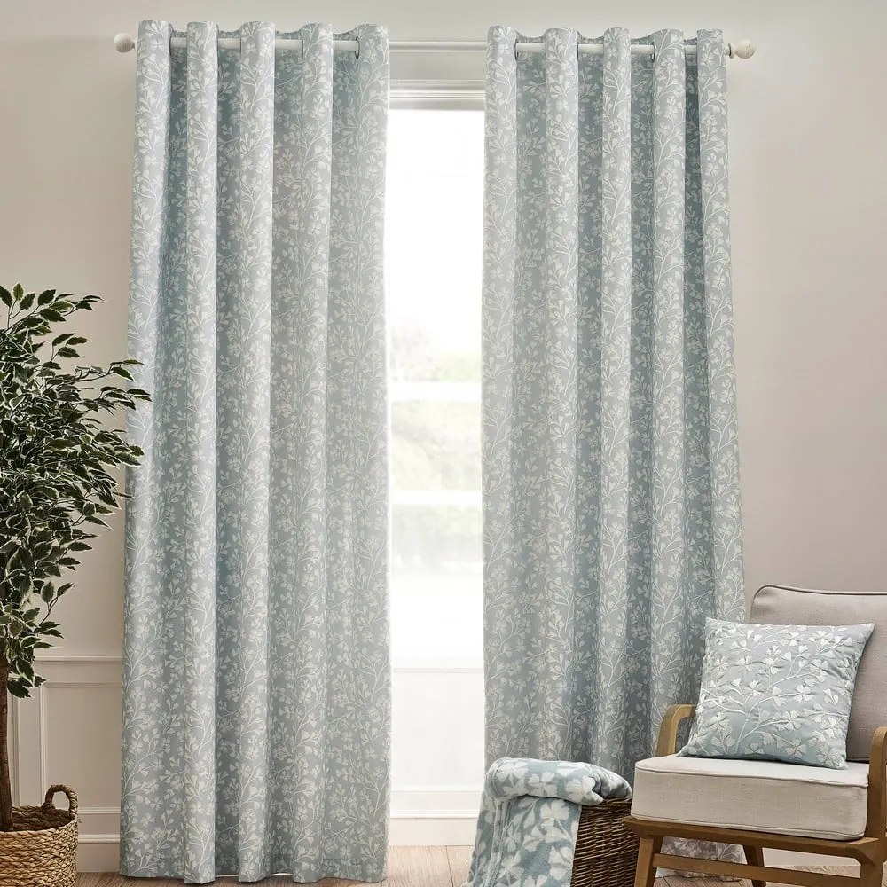 Kék függöny szett 2 db-os 168x183 cm Brooke Floral – Catherine Lansfield
