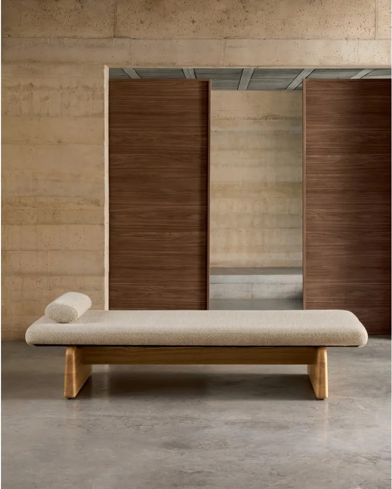 Bézs-natúr színű zsenília heverő (variálható sarok) Topaz – Kave Home