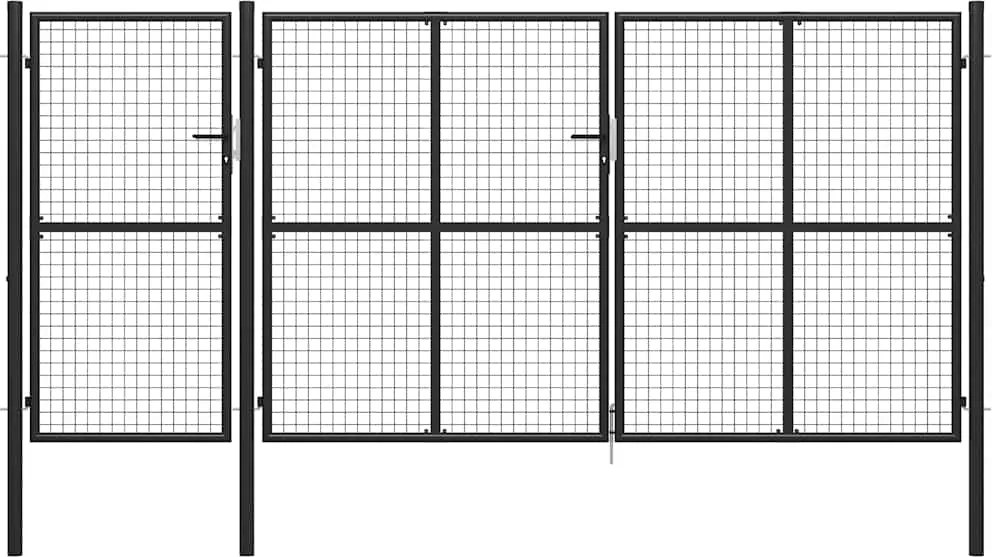 vidaXL antracitszürke acél kertkapu 400 x 150 cm